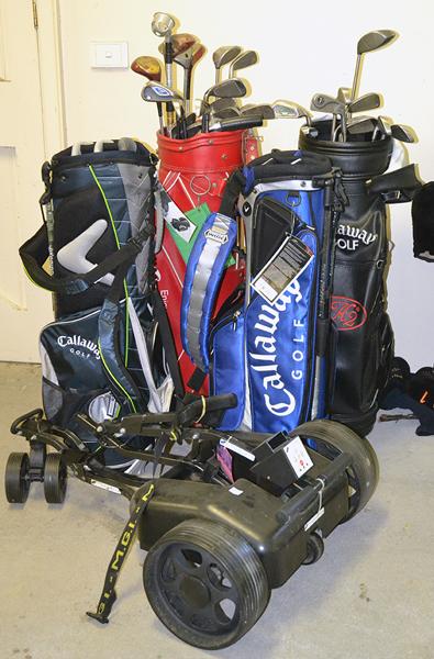 Appraisal: TWO GOLF BAGS CONTAINING TWENTYSEVEN ASSORTED GOLF CLUBS TWO OTHER