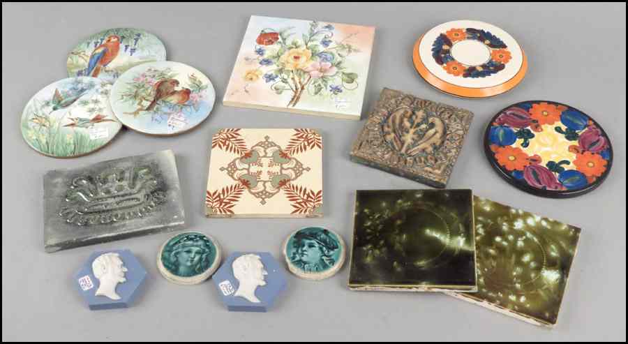 Appraisal: GROUP OF TILES AND TRIVETS Comprised of one Minton tile