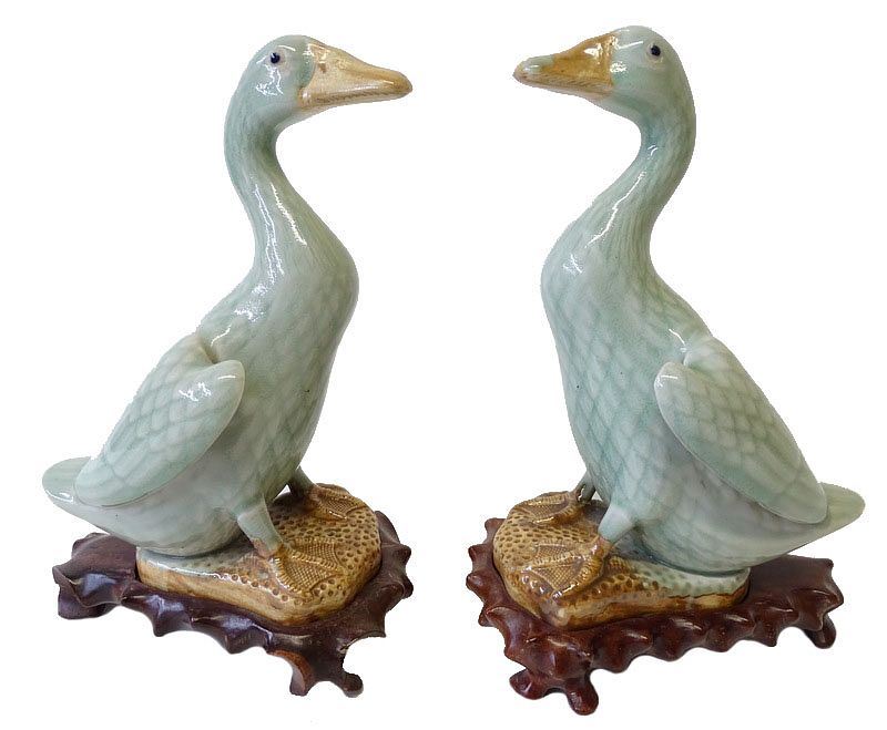 Appraisal: Late th Century Chinese Green Glazed Ducks Late th Century