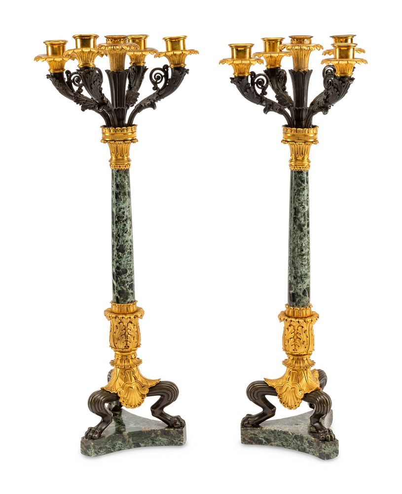 Appraisal: A Pair of Empire Style Gilt and Patinated Bronze and