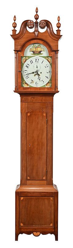 Appraisal: American Federal Inlaid Cherry Tall Case Clock probably Pennsylvania or