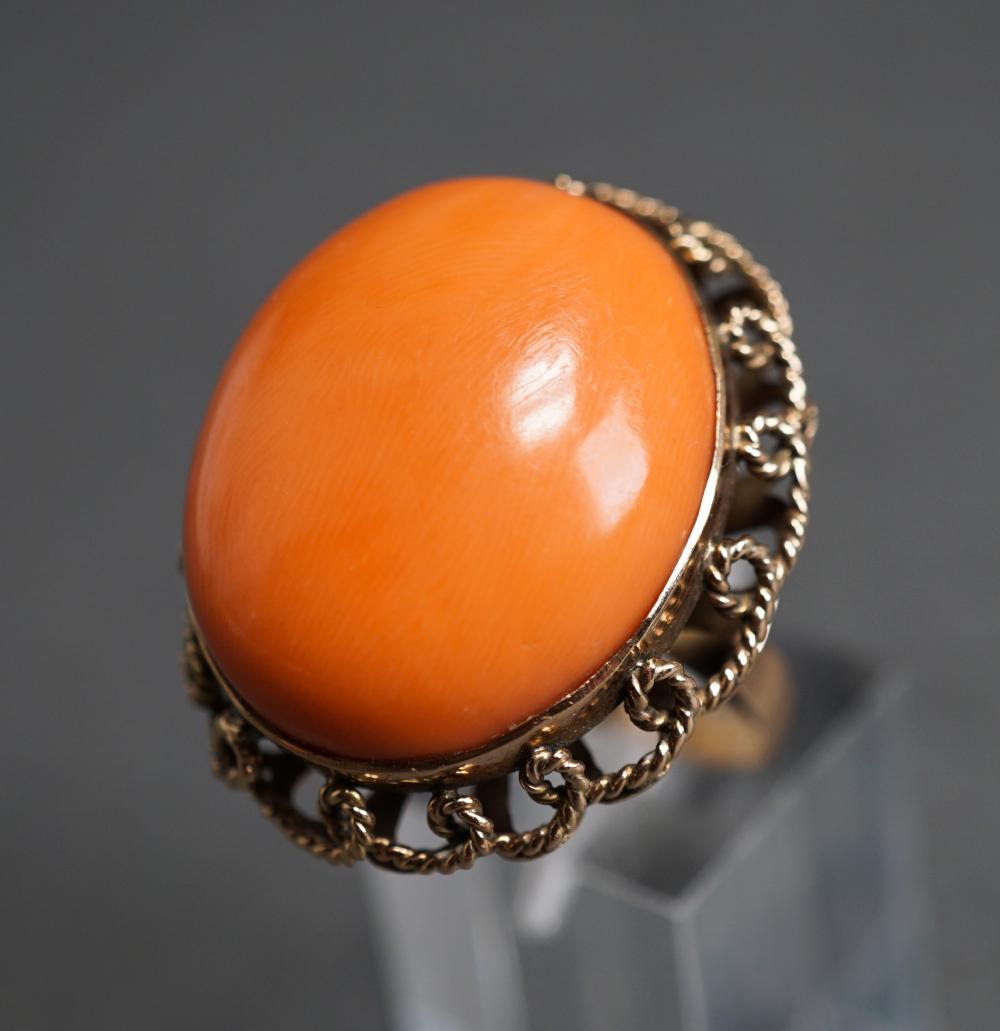 Appraisal: Tested -Karat Yellow-Gold and Coral Ring gross dwt Size