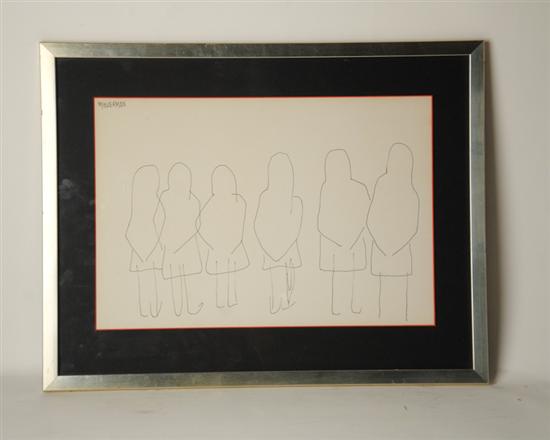 Appraisal: Mark Faverman - Six Figures Pen sketch Signed upper left