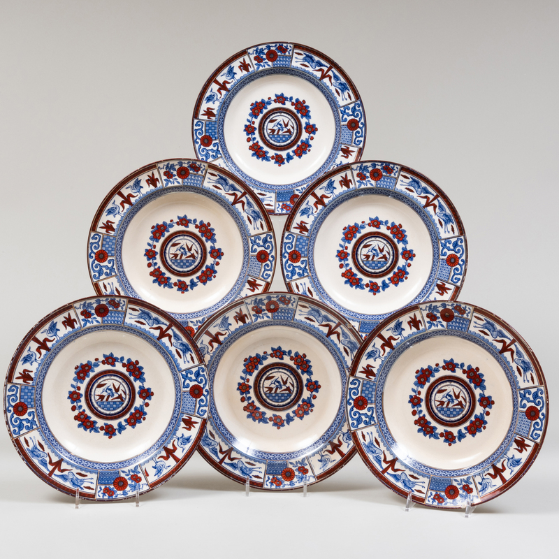 Appraisal: Set of Six Bates Gildea Walker Ironstone Soup Plates in