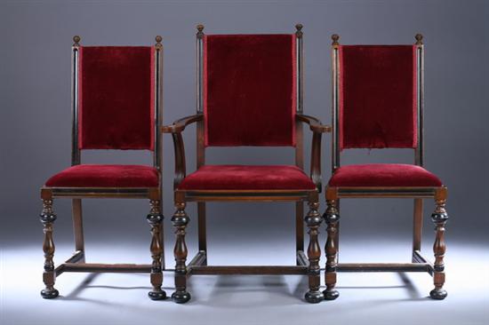 Appraisal: SET SIX RENAISSANCE REVIVAL CARVED MAHOGANY UPHOLSTERED DINING CHAIRS early