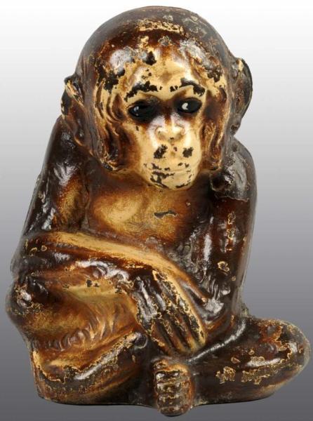 Appraisal: Cast Iron Sitting Monkey Doorstop Description Full figure Difficult to