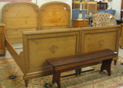 Appraisal: PAIR OF PINE TWIN BEDS WITH RAILS Continental c having