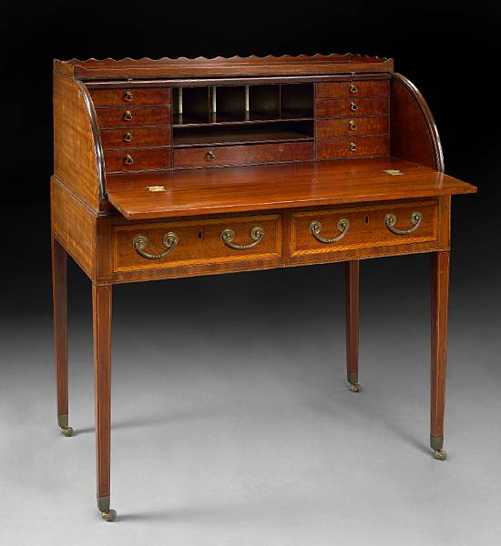 Appraisal: A Regency inlaid mahogany roll top desk first quarter th