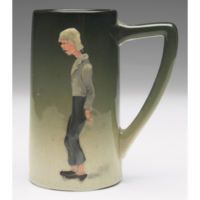 Appraisal: Weller Etna mug ''MasterBelling '' nicely painted scene artist initial