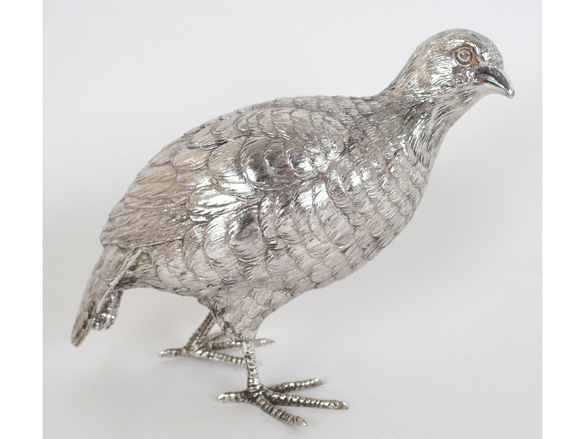 Appraisal: A continental cast silver figure of a Grousemarked and maker's