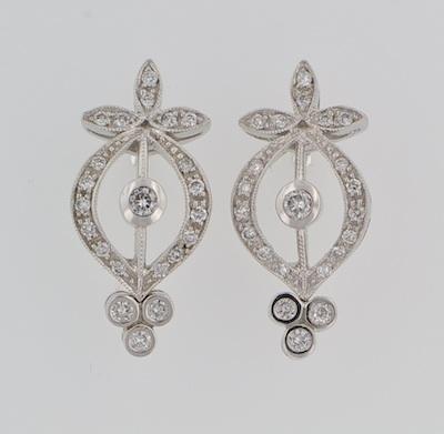 Appraisal: A Pair of Delicate Diamond Earrings k white gold earrings