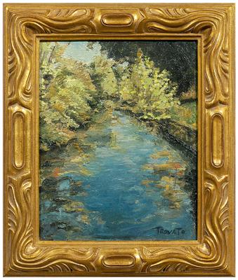 Appraisal: Painting Michael Trovato Pennsylvania born canal with overhanging trees signed