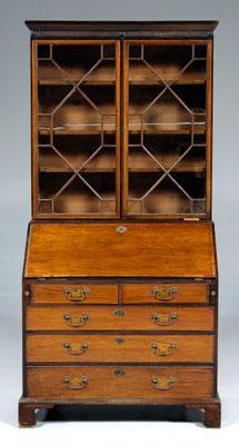 Appraisal: George III secretary desk inlaid mahogany upper case with two