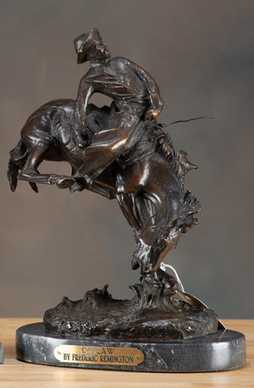 Appraisal: Bronze Sculpture on marble base titled Outlaw desk top model