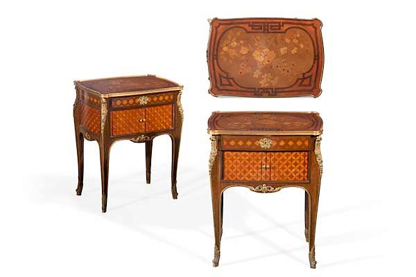 Appraisal: A pair of French tables de chevet poss Sormani A