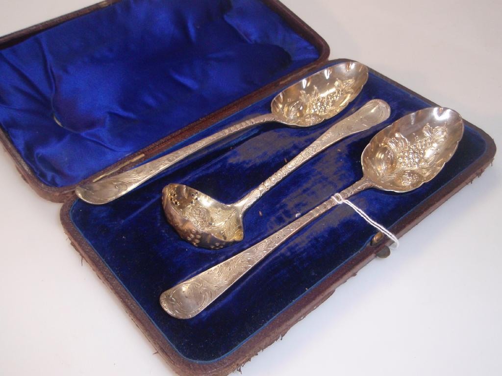 Appraisal: A pair of George III silver serving spoons and a