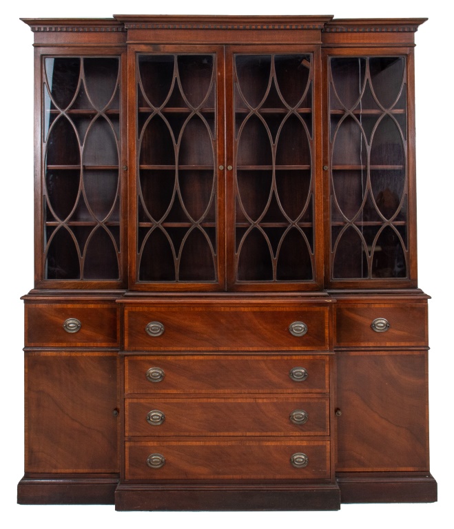 Appraisal: GEORGE III STYLE LIBRARY BOOKCASE CABINET George III style library