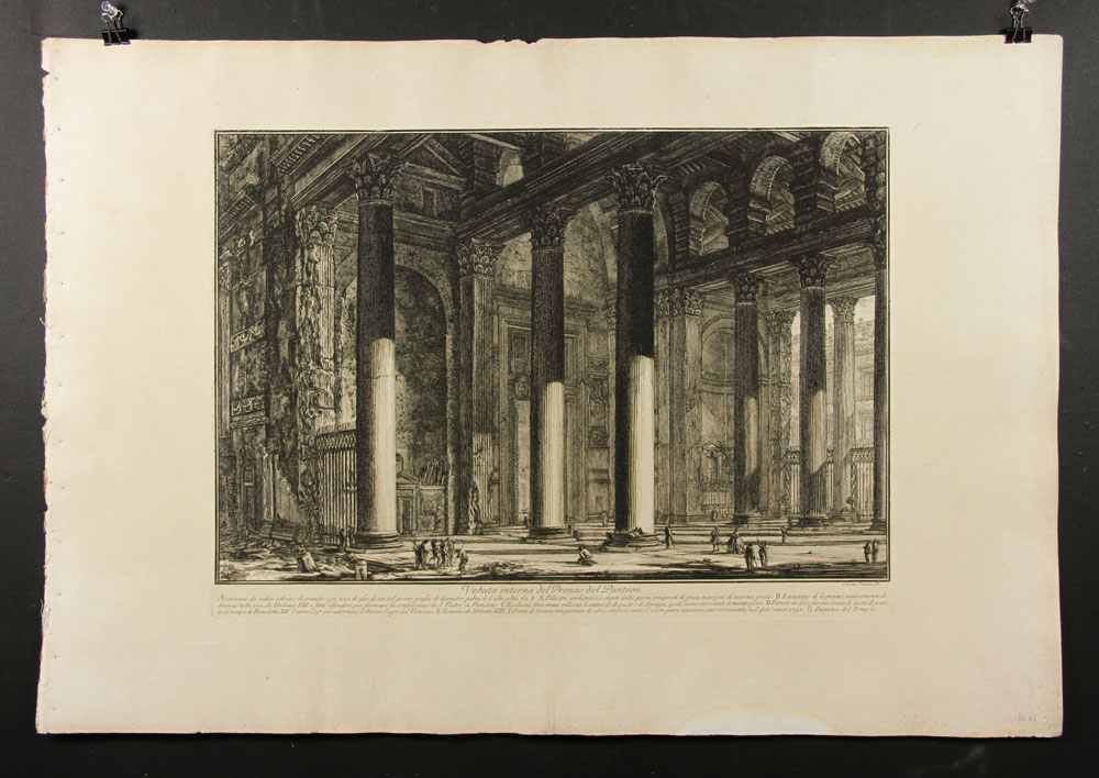 Appraisal: - Piranesi Veduta del Pronao del Panteon Etching Giambattista Piranesi