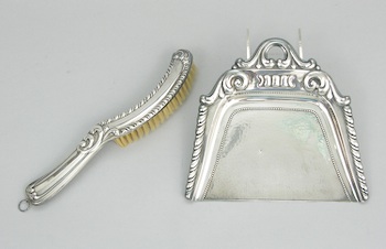 Appraisal: A Sterling Silver Crumb Tray and Brush Set A sterling