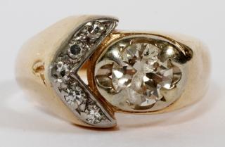 Appraisal: YELLOW WHITE GOLD AND DIAMOND MAN'S CAST RING KT YELLOW