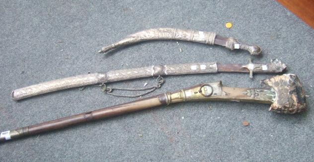 Appraisal: A Middle Eastern musket late th century with brass embellishments