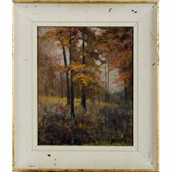 Appraisal: Autumnal Landscape Oil on Canvas American th century unsigned x