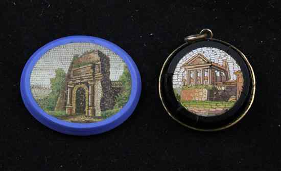 Appraisal: A th century Italian micro-mosaic pendant decorated with classical ruins