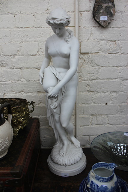 Appraisal: A MINTON'S PARIAN WARE FIGURE of a water nymph holding