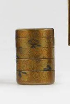 Appraisal: A Japanese gold lacquer five section box with floral and