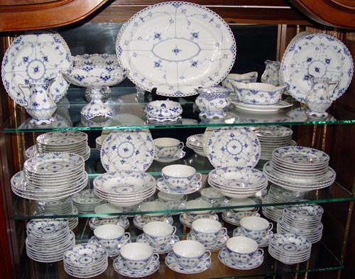 Appraisal: ROYAL COPENHAGEN FULL LACE BLUE FLUTED FINE CHINA pieces to