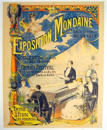 Appraisal: piece Color Lithographic Poster Levy Emile Exposition Mondaine Salle Boudreau