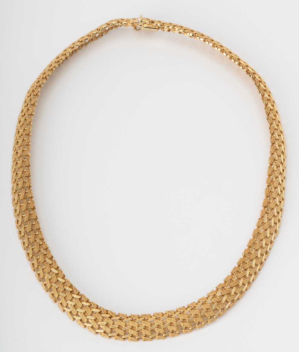 Appraisal: KARAT YELLOW GOLD WOVEN NECKLACE inches long grams Condition