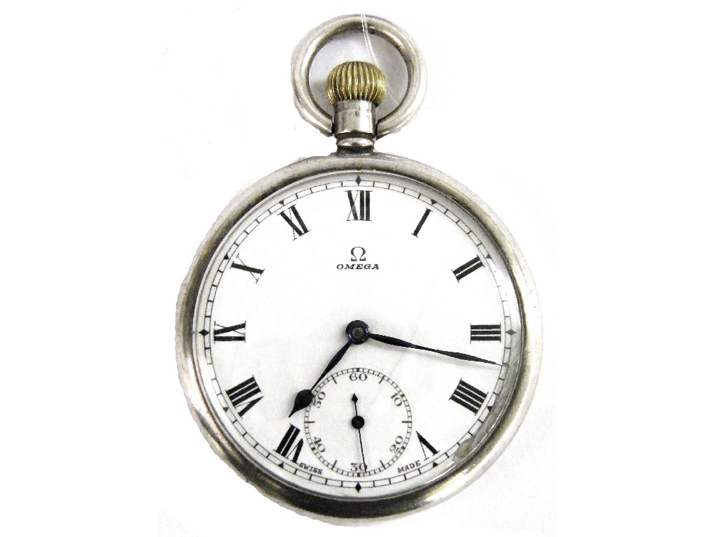 Appraisal: Omega lever silver pocket watch hallmarked Birmingham gilt jewel movement