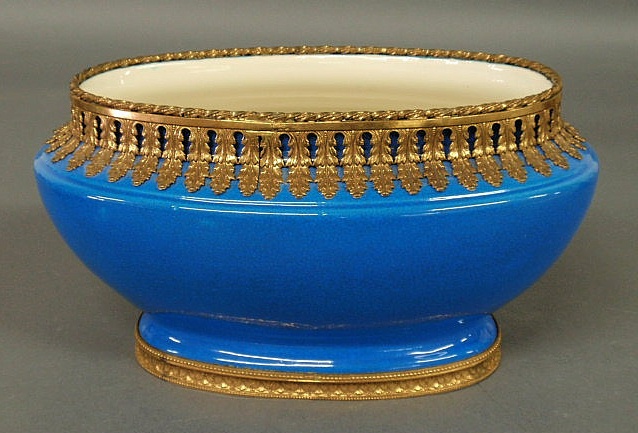 Appraisal: Boch Freres La Louviere blue ceramic centerpiece bowl marked Boch