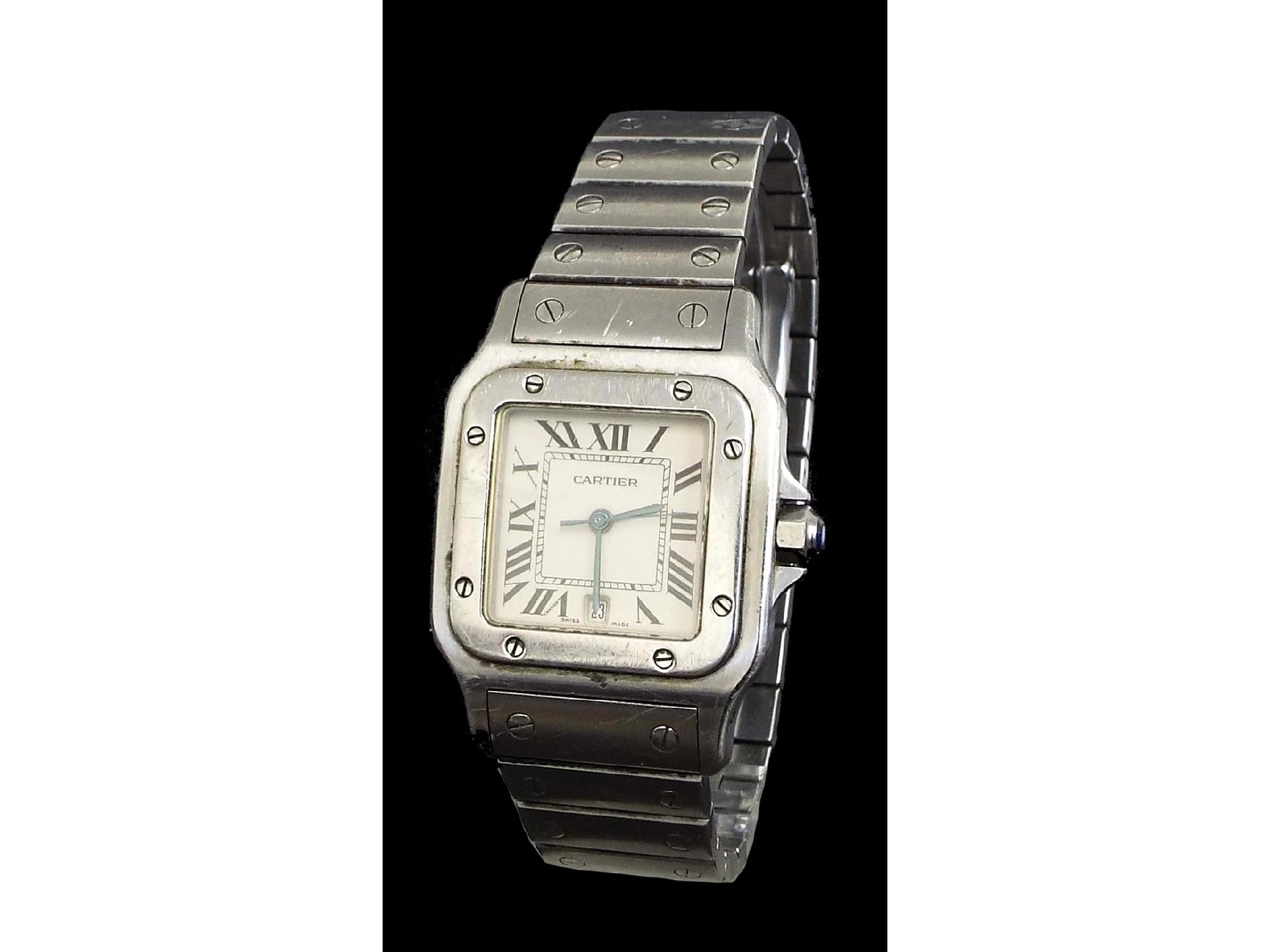 Appraisal: Cartier Santos gentleman's stainless steel bracelet watch ref no CE