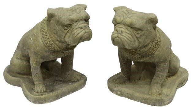 Appraisal: pair Cast stone garden statuary each in the form of