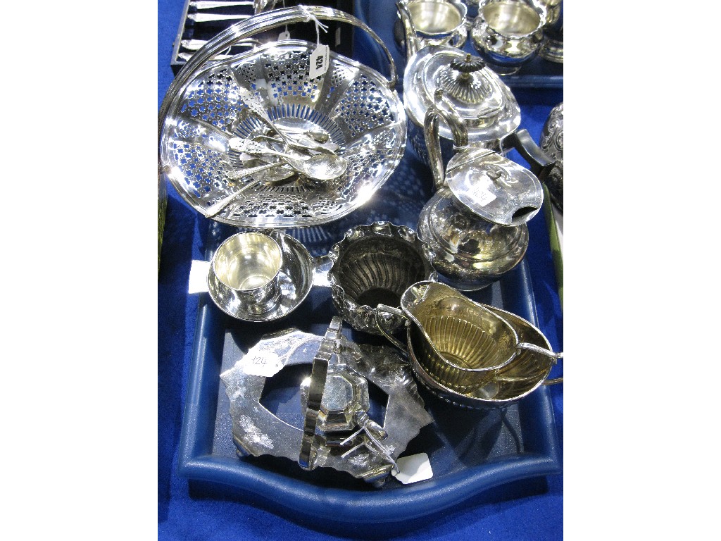 Appraisal: Tray lot of EP - tea service basket etc