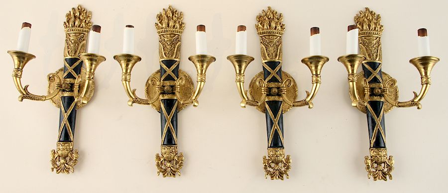 Appraisal: SET BRASS -LIGHT WALL SCONCES FRENCH EMPIRE A set of