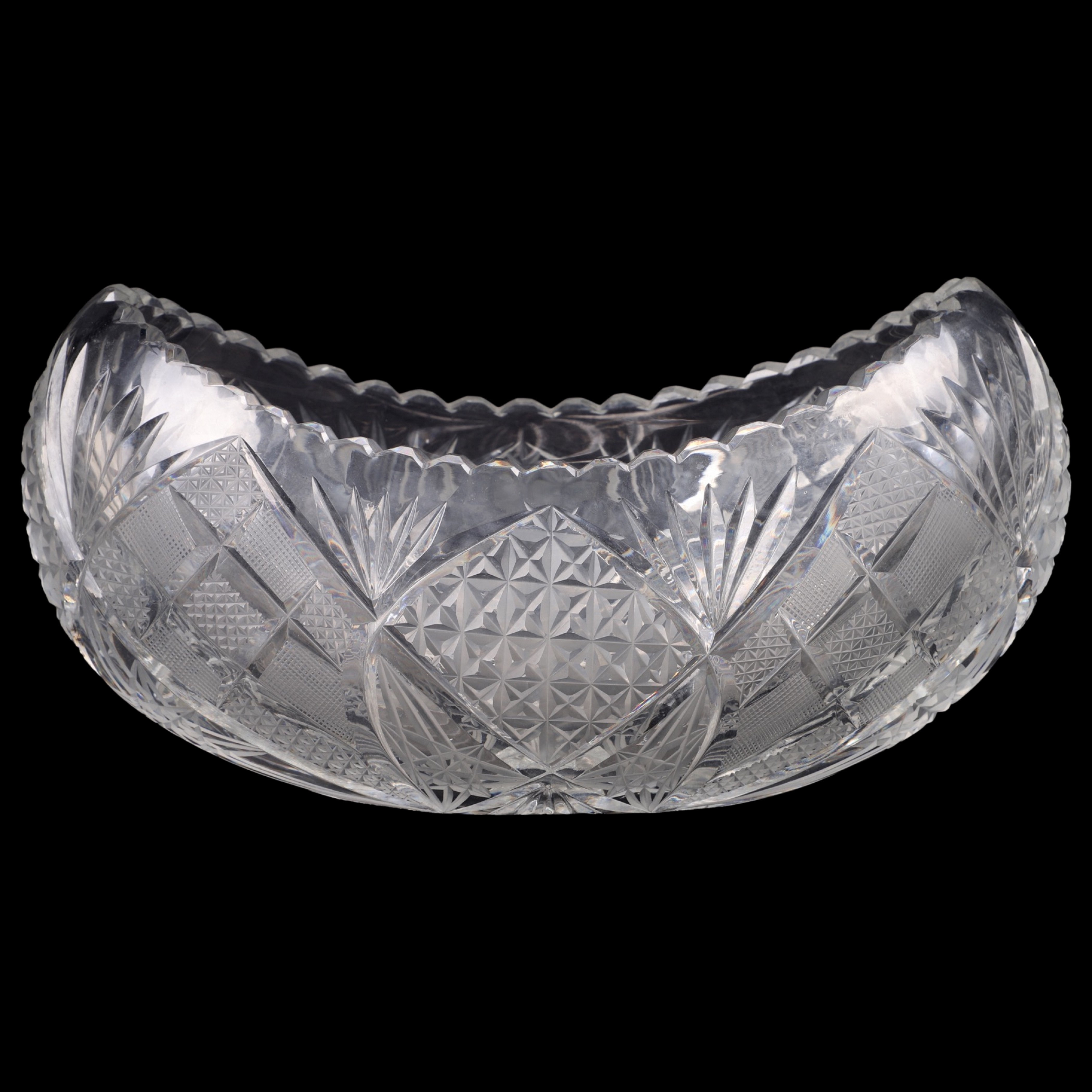 Appraisal: Cut glass boat bowl - x x h