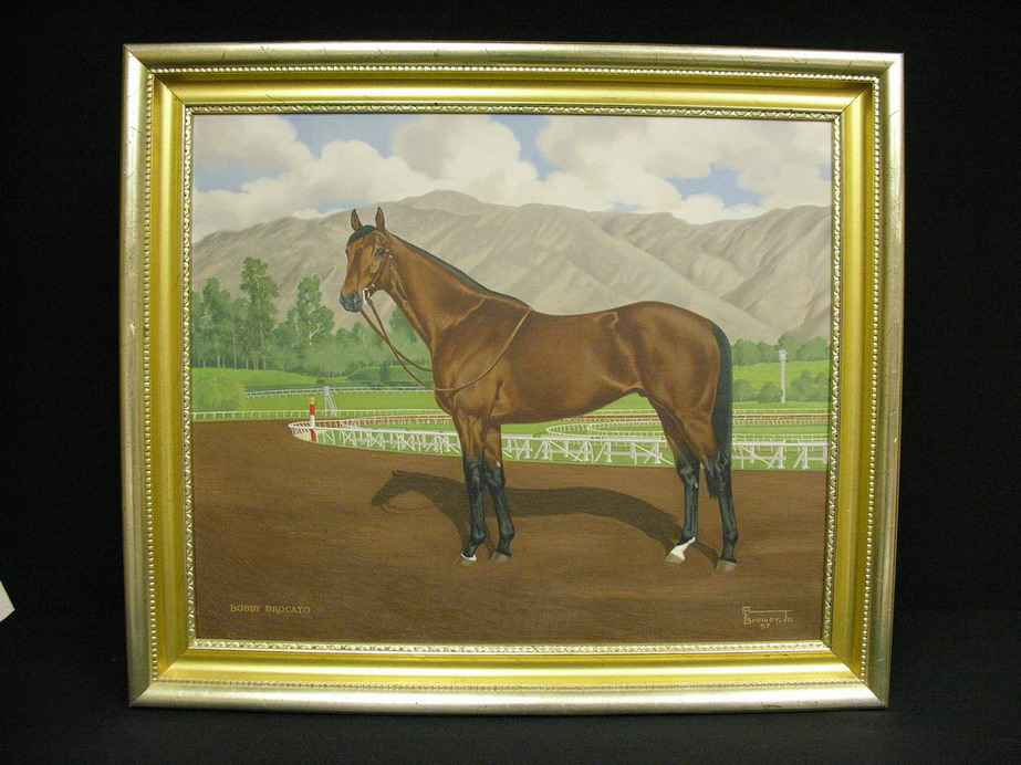 Appraisal: ALLEN F BREWER JR THOROUGHBRED PAINTING Horse Bobby Brocato -