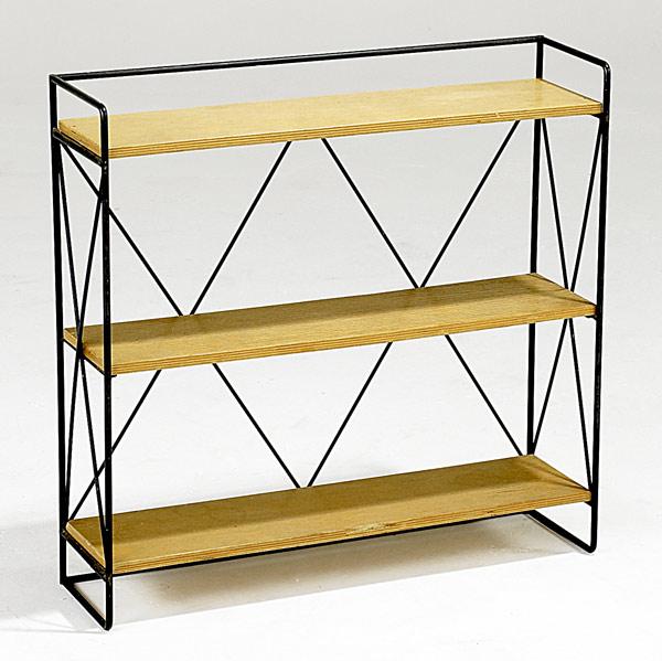 Appraisal: PAUL MCCOBB Wall shelf with metal frame and ash shelves