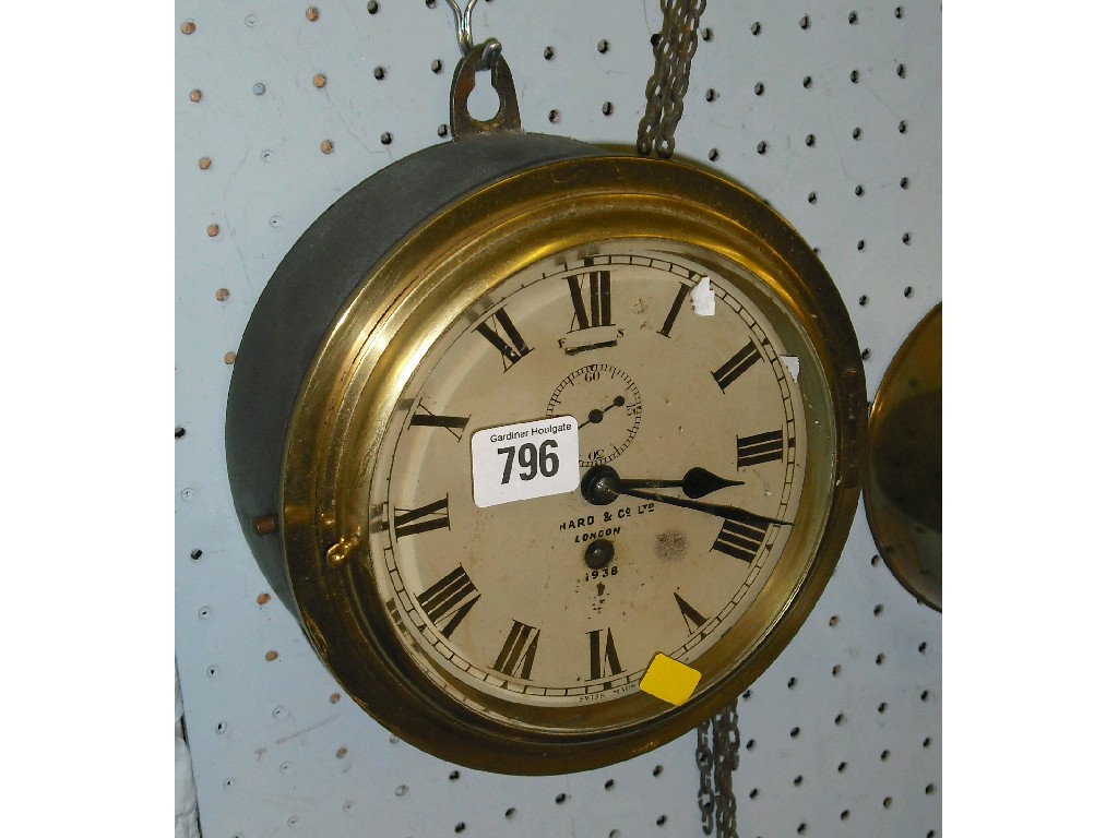 Appraisal: Bulkhead wall clock the cream dial signed Hard Co Ltd