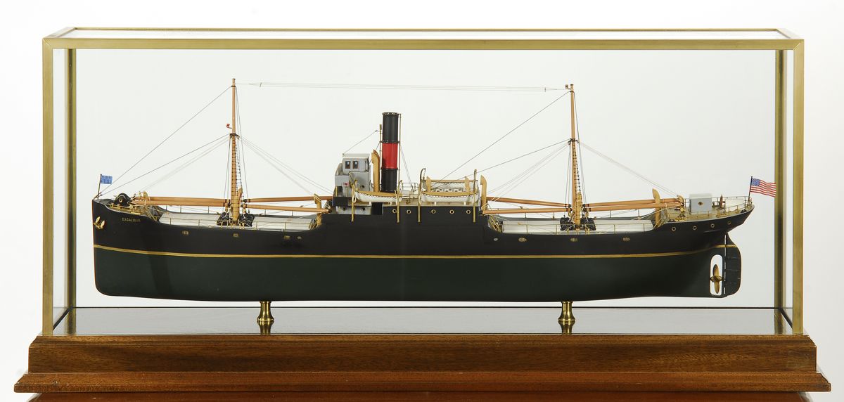 Appraisal: CASED MODEL OF THE AMERICAN TRAMP STEAMER EXCALIBURCargo masts booms