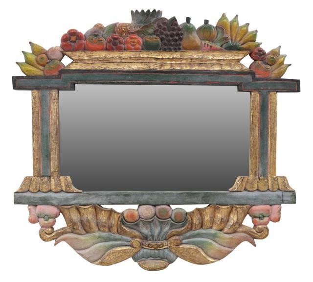 Appraisal: Decorative parcel gilt wall mirror th c carved and painted