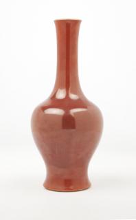 Appraisal: A Chinese monochrome coral red vase th th century Denver