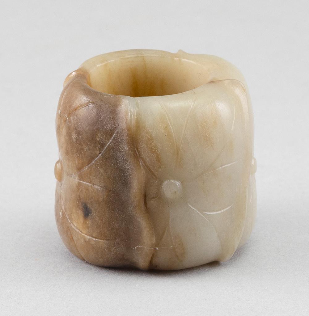 Appraisal: CHINESE CARVED CHICKEN BONE JADE ARCHER'S RING TH CENTURY HEIGHT