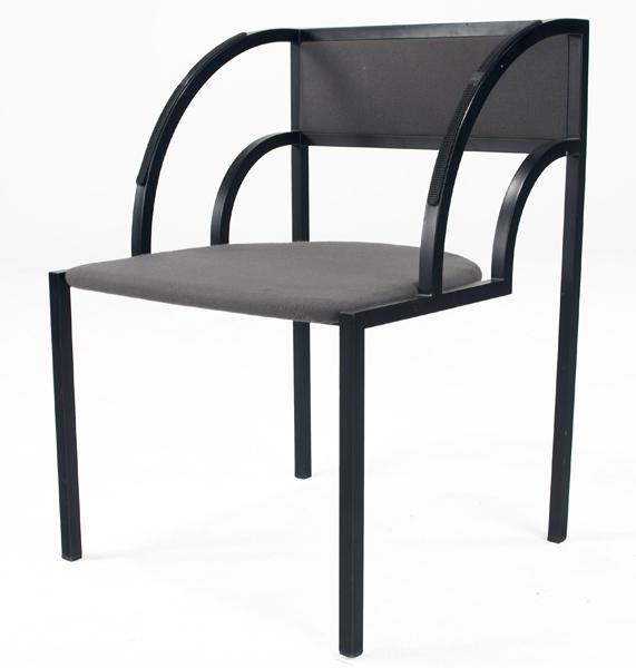 Appraisal: SHIRO KURAMATA Armchair upholstered in gray wool the arms trimmed