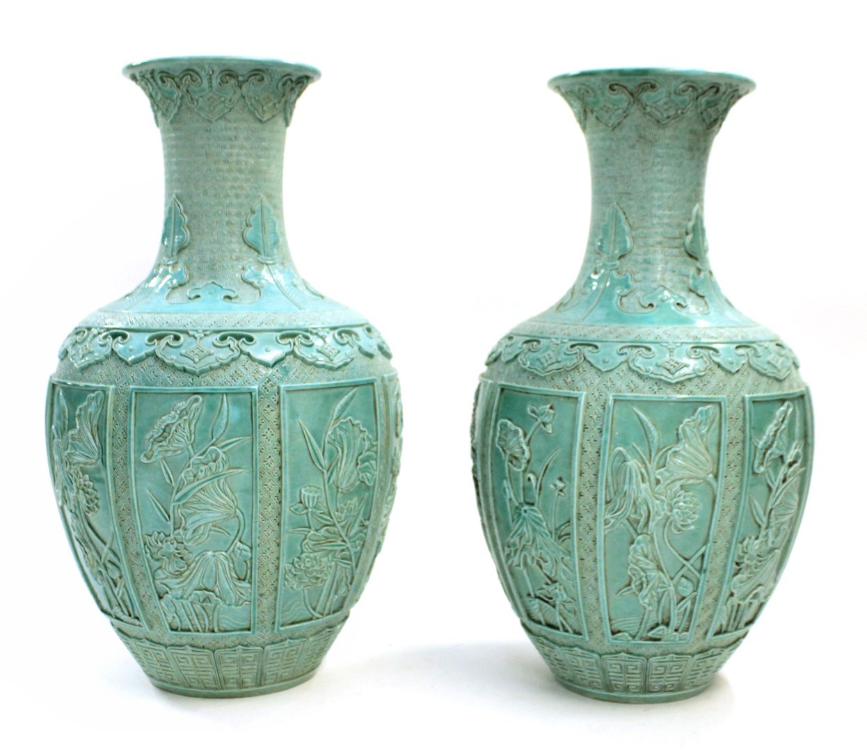 Appraisal: A pair of Chinese turquoise glazed baluster vases th century