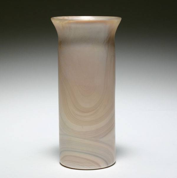 Appraisal: U S Glass Rose opaque slag iridized cylinder vase