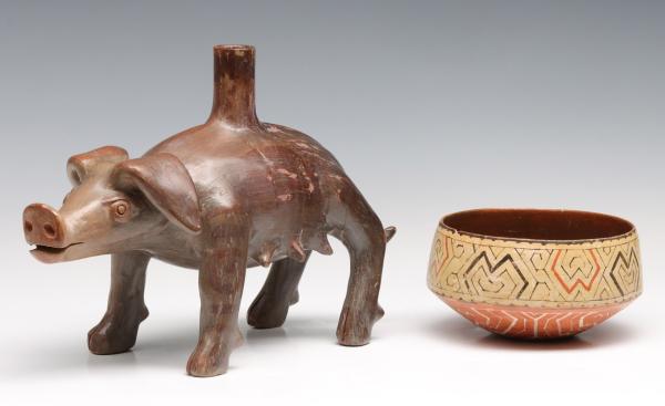 Appraisal: SHIPIBO AND OTHER SOUTH AMERICAN POTTERYThe two pieces are offered